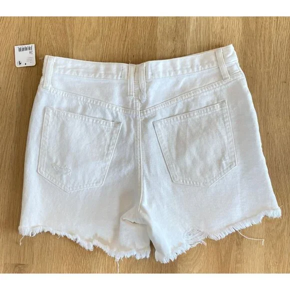 NWT Free People W's 28 Distressed Denim Shorts Bright White Button Fly $68 - Picture 2 of 10